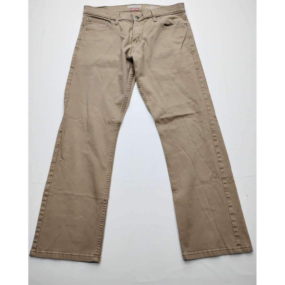 Levi's Denizen Men's 218 Straight Fit Khaki Jeans Pants Sz 36x32 Casual 5 Pocket
